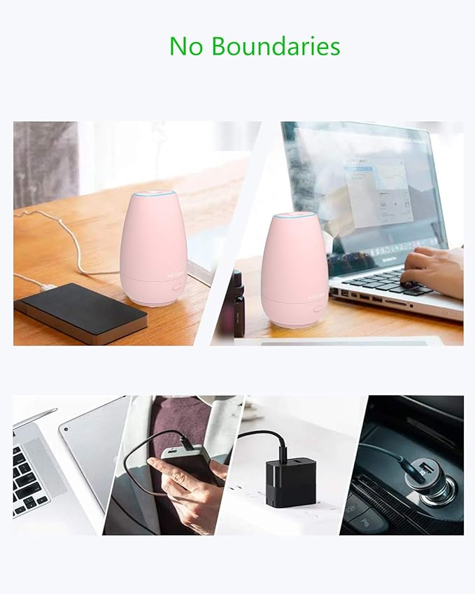 SOICARE Car Diffuser,Small Portable Car Essential Oil Diffuser with Built-in USB Cable,Mini Aromatherapy Diffuser for Travel/Office/Home (Pink) - Image 4