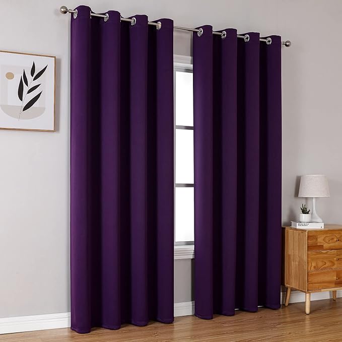 ChrisDowa Blackout Curtains 102 Inches Long 2 Panels Set for Living Room, Grommet Thermal Insulated Room Darkening Curtains for Bedroom (Royal Purple, 52 x 102 Inch) - Image 6