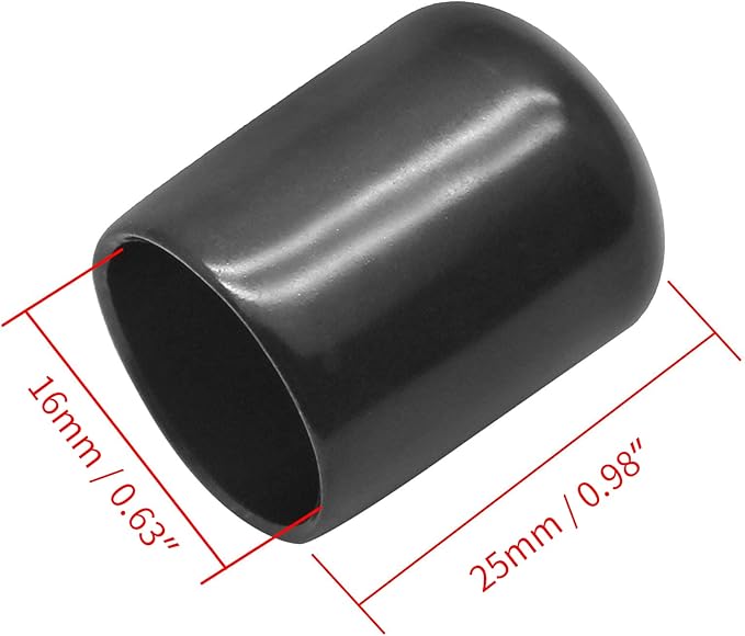 12Pcs Round Rubber End Caps 5/8" (16mm) ID Vinyl Flexible Bolt Chair Foot Covers Screw Thread Chair Leg Protectors for Round Tubing Bolt Desk Chair Leg (Black) - Image 2
