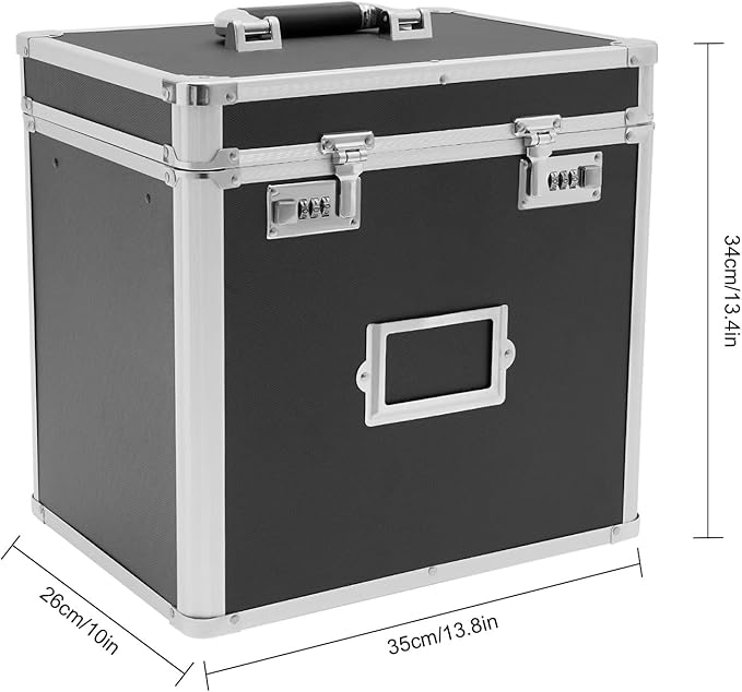 Metal Locking File Organizer Box, 13.8*10*13.4 inch Portable Locking Storage Box w/Lock for Filing Letters & Documents, File Storage Box for Offices, Hotels, Schools, Shopping Malls (Black) - Image 7