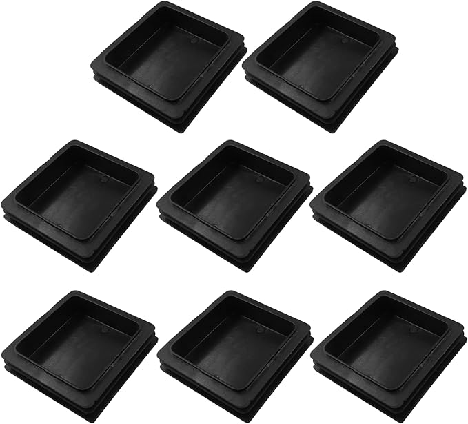 8 Pack 4" Square Plastic Plugs, Black Tubing End Caps Plugs Insert for Square Tube and Furniture Legs by Bonsicoky