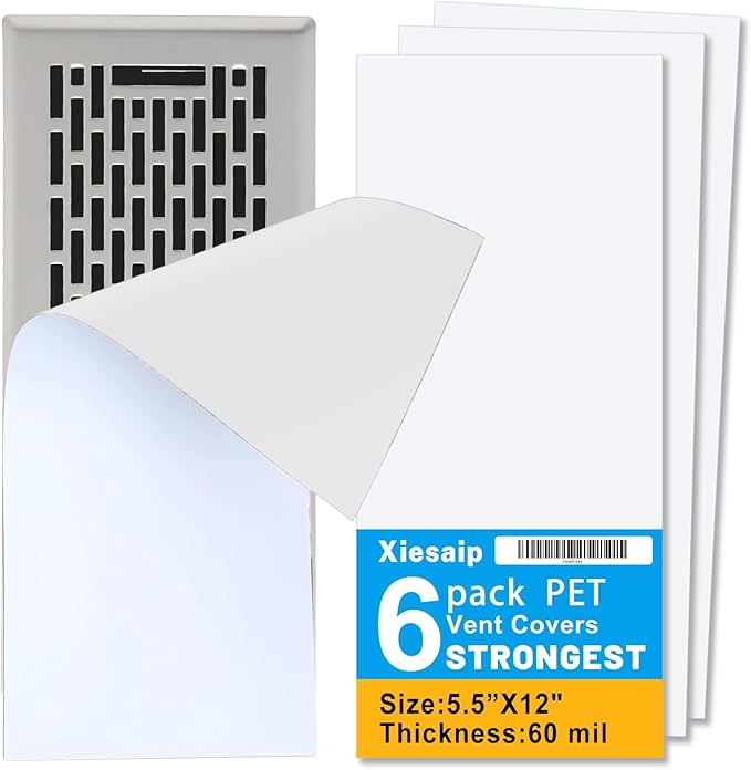 6-Pack White PVC Vent Covers 5.5" x 12" - Universal Non-Magnetic Vent Covers for Floor/Wall/Ceiling | Strong PET Adhesive Backing | Fits RV, Home, Office (Plastic/Wood/Metal) (White PVC Cover 6pcs) by Unknown