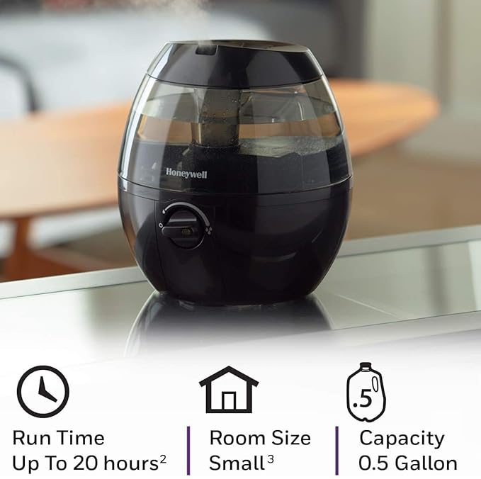 Honeywell HUL520BC MistMate™ Ultrasonic Cool Mist Humidifier, Black, with Adjustable Mist Control, Auto Shut-off, Ultra Quiet Operation, Visible Cool Mist - Image 4