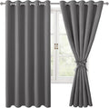 Hiasan Blackout Curtains for Bedroom, 60 x 63 Inches Length - Thermal Insulated & Light Blocking Window Curtains for Living Room, 2 Drape Panels Sewn with Tiebacks, Light Grey by Hiasan