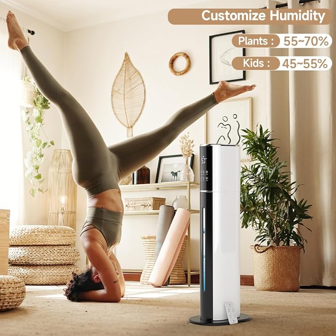 2.4Gal/9L Top Fill Quiet Ultrasonic Humidifier for Large Room Bedroom, Cool Mist Humidifier with Remote, Auto Humidity Control, 3 Speed Modes, 48H Runtime, Indoor Baby Pet Plant Friendly - Image 8