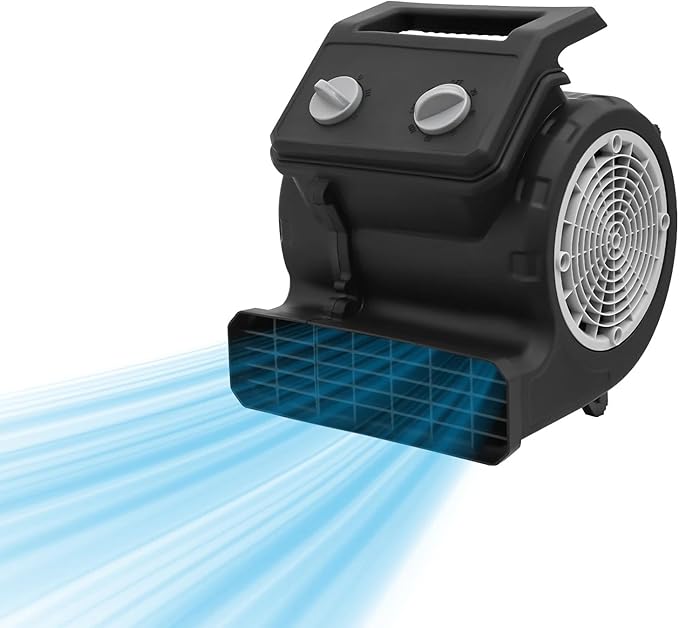 TFCFL Floor Drying Fan, Portable Floor Blower Fan with 3-Speeds & 3 Blowing Angles, For Janitorial, Plumbing, Home, Commercial, Industrial Use (Black) - Image 3