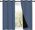 NICETOWN Stone Blue 100% Blackout Curtains with Black Liners, Thermal Insulated Full Blackout 2-Layer Drapes, Energy Efficiency Window Draperies for Boy's Room (2 Panels, 42-inch W by 45-inch L) by NICETOWN