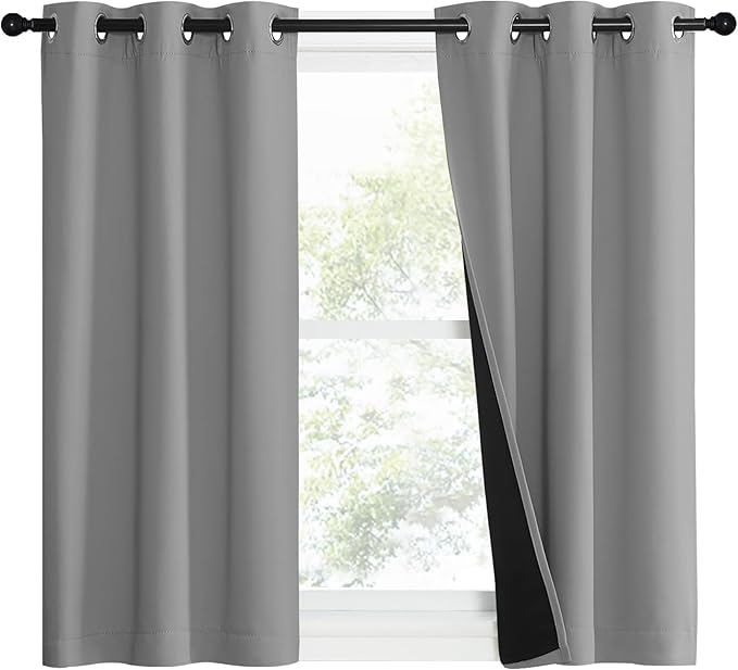 NICETOWN Full Shade Curtain Panels, Pair of Energy Smart & Noise Blocking Out Blackout Drapes for Dining Room Window, Thermal Insulated Guest Room Lined Window Dressing(Silver Grey, 37 x 40 inch) - Image 2