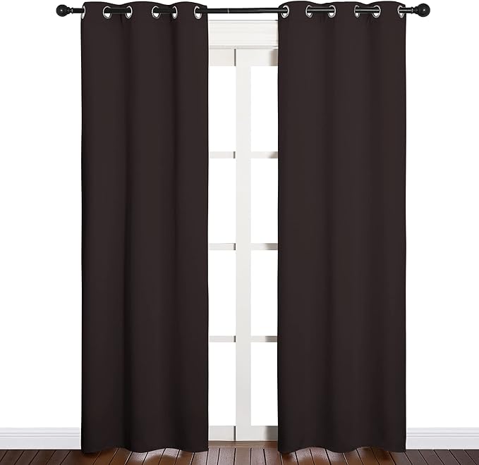 NICETOWN Thermal Curtains 84" Long, Energy Smart Thermal Insulated Solid Grommet Blackout Curtains/Drapes Window Panels (2 Panels, 34-inch x 84-inch, Toffee Brown) by NICETOWN