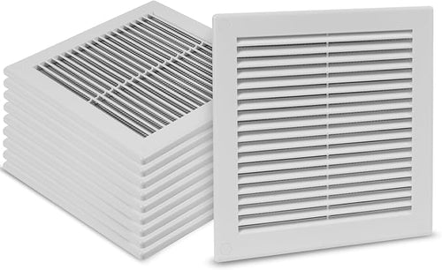 10-Pack 10" x 10" (Outer Size) Square Air Vent Cover – White Plastic Vent Deflector - Screen Mesh, Surface Mount Wall Ceiling – Cold Air Return Soffit Air Vent Cover - Register Indoor Outdoor by Unknown