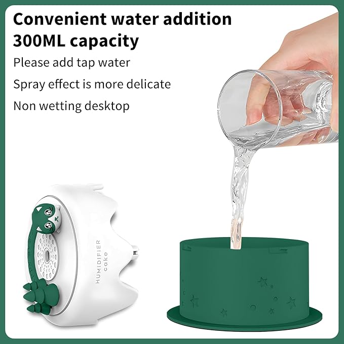 Cute Pet Humidifier, Cat Cake Humidifier, USB Plug-in Use, Desktop Silent Spray, Seven Color Light Creative Aroma Machine, High Appearance Level Gift(Green) - Image 5