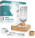 Travel Humidifier, Portable Humidifier for Plants, Bedroom, Office, Hotel or Car, 5000mAh Battery Operated Mini Cool Mist Humidifiers, Quiet 23dB, Auto-off, Night Light & BPA-Free, Wood Grain by HOMDIS