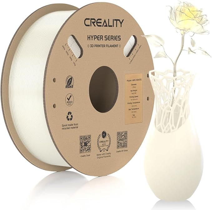 Official Creality Hyper ABS Filament 1.75mm, 3D Printer Filament for High Temperature Resistance, 1kg(2.2lb)/Spool, Dimensional Accuracy ± 0.05 mm, Fits for Most 3D Printers by Creality