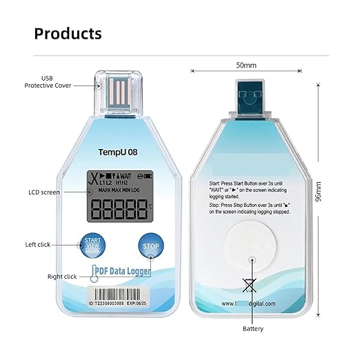Disposable Temperature Humidity Data Logger with 32000 Point PDF Report for Cold Chain Transport(TempU08,5pcs) - Image 5