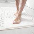 Bath Tub Shower Mat with Soft Shower Foot Scrubber Mat for Massage,Non Slip Bathtub Mat with Strong Suction Cups, Silicone Shower Foot Scrubber Mat (White, 27.5" X 15.7"(Rectangular)) by MERLEU