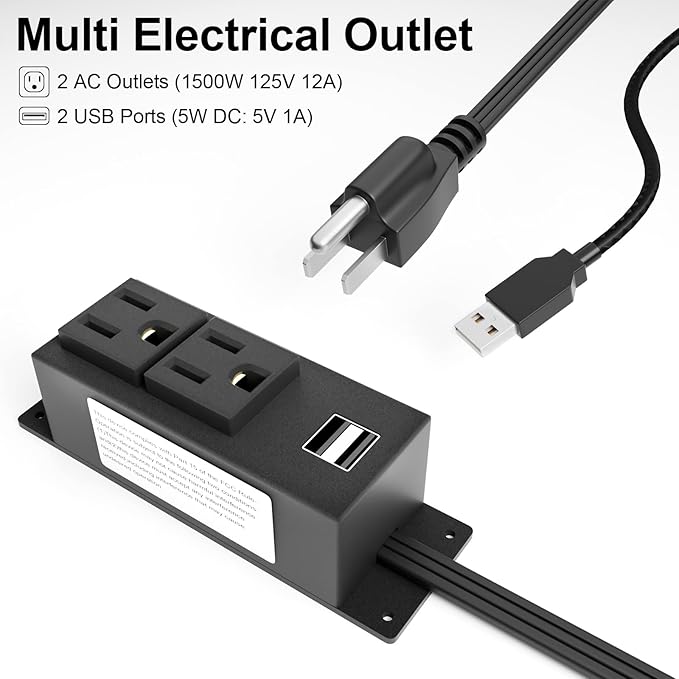 Gun Safe Power Outlet Kit- Multi Electrical Outlet Kit for Gun Safe Accessory Charging, with 2 Outlets & 2 USB Slots for Dehumidifiers Lights, 6.9FT Power Cable, Tape Included, UL Listed - Image 2