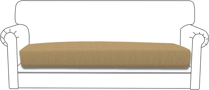 Easy-Going Stretch Cushion Cover Sofa Cushion Furniture Protector Sofa Seat Sofa slipcover Sofa Cover Soft Flexibility with Elastic Bottom(Sofa Cushion,Golden) by Easy-Going