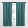 NICETOWN Bedroom Curtains, Three Pass Microfiber Noise Reducing Thermal Insulated Solid Rod Pocket Blackout Window Curtains for Kids Room (Sea Teal, 2 Panels, 34-inch x 63-inch) by NICETOWN