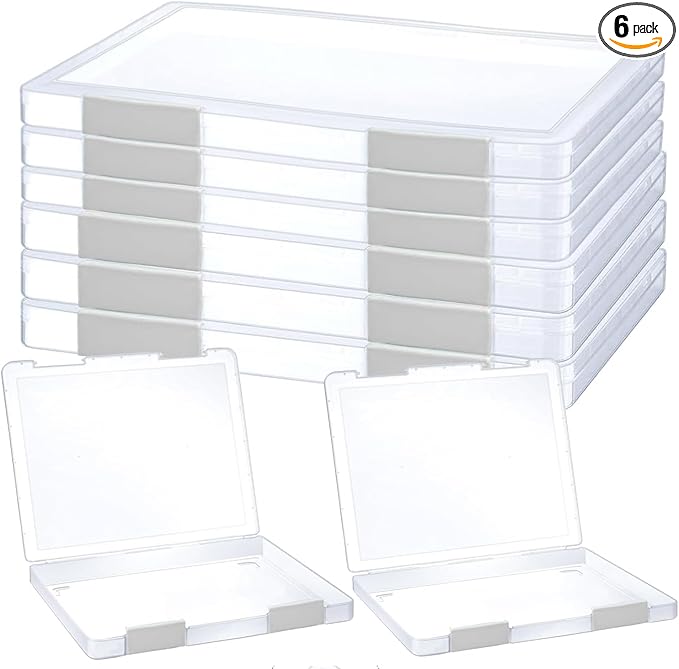 6 Pcs Clear A4 File Portable Project Case, Plastic Storage Box for 8.5" x 11" Letter Paper, Scrapbook Paper Storage Boxes Documents Magazines Holder by LonlyEagle