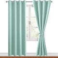 Hiasan Blackout Curtains for Bedroom, 52 x 96 Inches Long - Thermal Insulated & Energy Saving Window Curtains for Living Room, 2 Drape Panels Sewn with Tiebacks, Aqua by Hiasan