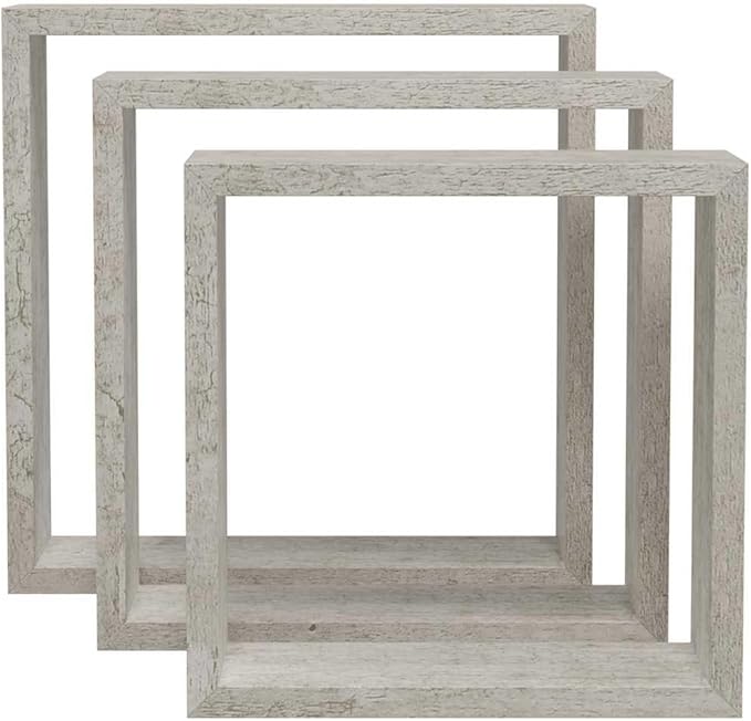 vidaXL Set of 3 Modern Wall Cube Shelves in Concrete Gray Floating Storage Solutions for Living Room Study and Office Shelf Corner Decorative Modular Shelving Organizer Indoor - Image 7