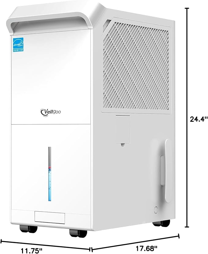 5,000 Sq.Ft Most Efficient Energy Star 2024 Dehumidifier,Vellgoo Max 120 Pint/D Compressor Dehumidifier for Basement with Drain Hose, Smart Humidity Control for Home, Large Rooms - Image 9