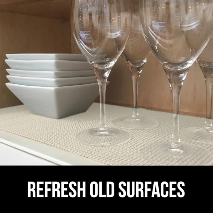 GORILLA GRIP powerGRIP Drawer Shelf and Cabinet Liner, Thick Strong Hold, Non-Adhesive Liners Protect Kitchen Cabinets and Cupboard, Bathroom Drawers, Easy Install, Breathable Mat, 12" x30', Cream - Image 4
