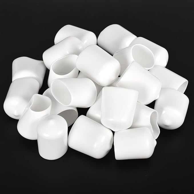 uxcell 20pcs Rubber End Caps 20mm ID Vinyl Round End Cap Cover Screw Thread Protectors White - Image 4