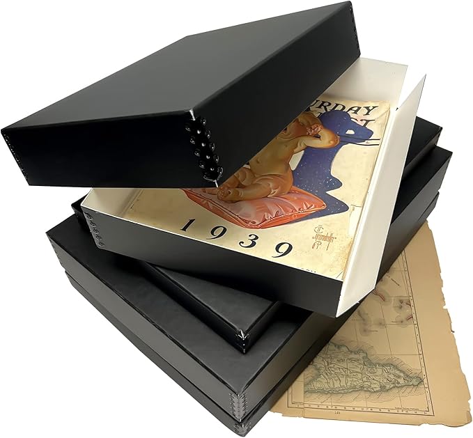 Lineco 11x14 Black Museum Archival Storage Box, Drop Front Design, 11 1/2 x 15 x 3 in. Acid-Free with Metal Edge. Preserves Picture Longevity, Organize Photos or Documents, Crafts, DIY. - Image 5