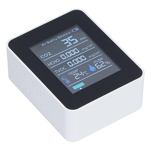 Air Quality Monitor Real Time Smart Display with Clear Alarm, Portable Detector for Office and Home, ABS Material, White - Image 8
