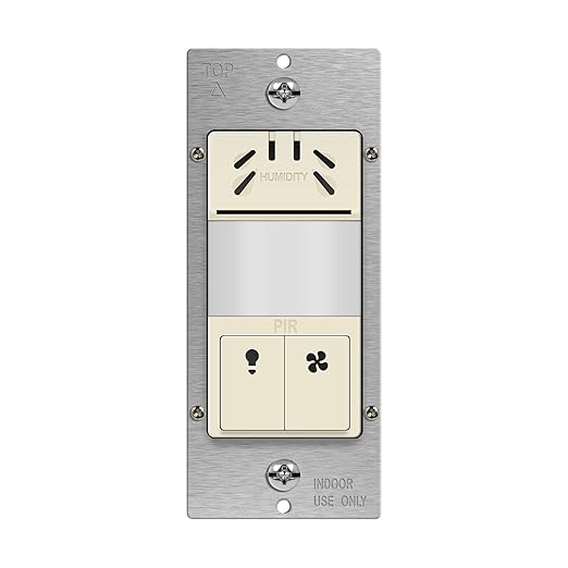 TOPGREENER Humidity Sensor Switch with PIR Lighting Motion Sensor, NEUTRAL WIRE REQUIRED, Air Moisture Detection for Ventilation Fan, Bathroom Fan Automated Control, UL Listed, TDHOS5-LA, Light Almond by TOPGREENER
