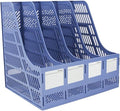 SAYEEC Sturdy Magazine Organizer Folder Desktop 4 Compartment File Holders Plastic Frames File Dividers Document Cabinet Rack Storage Box for Office Home School Blue by SAYEEC