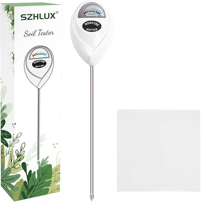 SZHLUX Soil Moisture Meter, Plant Water Monitor, Soil Hygrometer Sensor for Plant Care, Great for Gardening, Lawn, Farm, Indoor & Outdoor (Plant Gifts for Gardeners) 10.23inch, White by SZHLUX