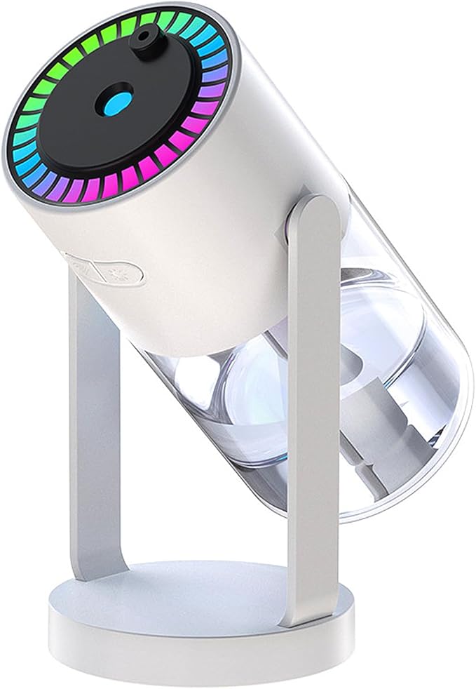 Portable Starry Sky Projection Humidifier, USB Mini Humidifier, 360° Rotating Nozzle, Colorful Lights, Anti-Clogging Technology, Ultra-Quiet Design, Suitable for Offices, Bedroom, Desktops. (01 White) by Unknown