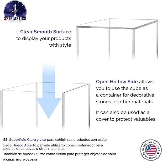 4 Pack 14 Inch Clear Acrylic Display Riser Box with One Open Side No Lid Versatile Square Lucite Retail Product Riser or Merchandise Storage Bin by Marketing Holders - Image 6
