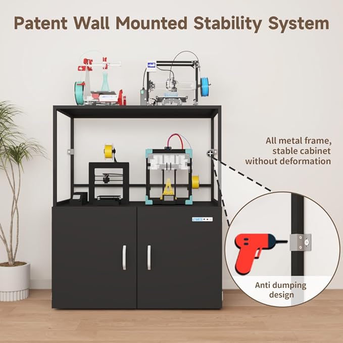 300L 3D Printer Filament Storage Cabinet with Dehumidifier | Industrial Sealed Dehumidifying Cabinet Holds 160 Rolls -Compatible with PLA/ABS/TPU (300L Black) - Image 6