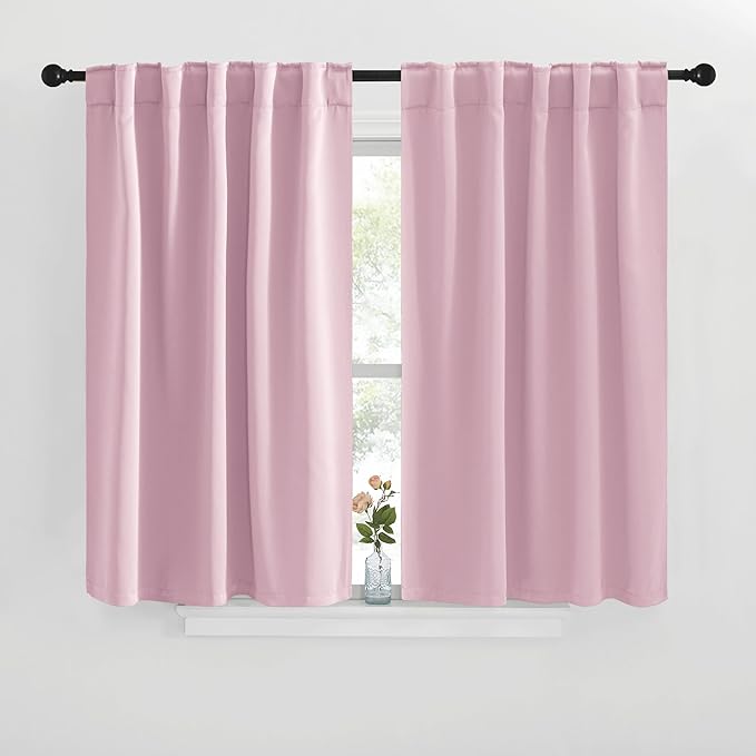 NICETOWN Blackout Window Curtains for Camper - (Baby Pink Color) 42x40 Inch, 2 Panels Set, Thermal Insulated Room Darkening Blackout Drapes/Draperies with Rod Pocket & Back Tab for Loft by NICETOWN