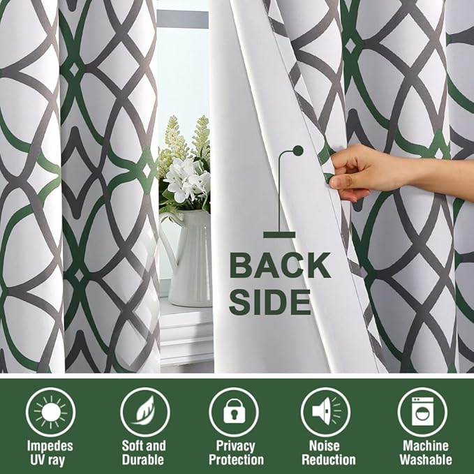 H.VERSAILTEX Blackout Curtains 84 inch Length 2 Panels Set Thermal Curtains & Drapes Window Treatment Noise Reducing Geometric Modern Grommet Living Room Curtains for Bedroom - Ivy and Gray - Image 4