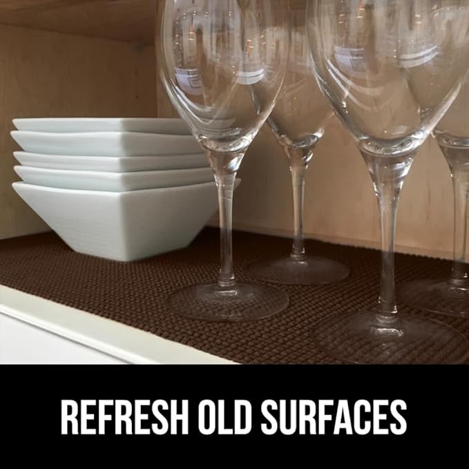 GORILLA GRIP powerGRIP Drawer Shelf and Cabinet Liner, Thick Strong Hold, Non-Adhesive Liners Protect Kitchen Cabinets and Cupboard, Bathroom Drawers, Easy Install, Breathable Mat, 12" x10', Chocolate - Image 4