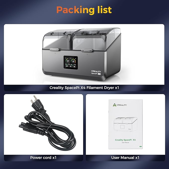 Creality Filament Dryer 4 Spools,Space Pi X4 Filament Storage Box:Dual Independent Heating Chambers Up to 85℃,Auto Silent Power Saving Storage Mode and Active Dehumidification for PLA PETG ABS - Image 8