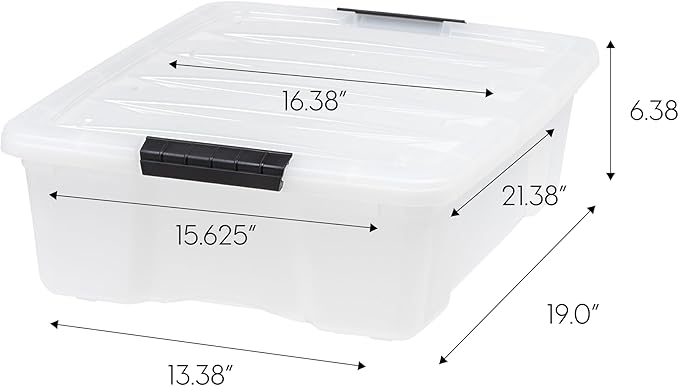 IRIS USA 27 Qt Stackable Plastic Storage Bins with Lids, 6 Pack - BPA-Free, Made in USA - Discreet Organizing Solution, Latches, Durable Nestable Containers, Secure Pull Handle - Pearl - Image 2