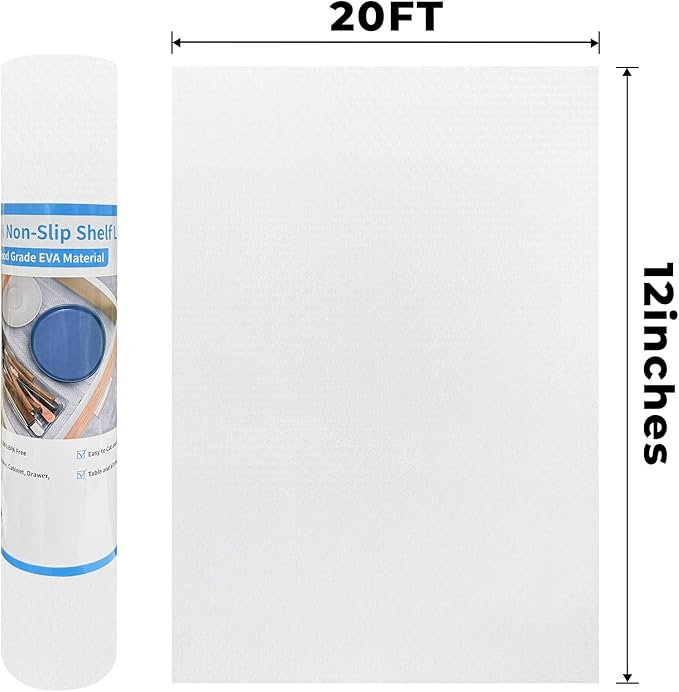 Kitchen Shelf Liner Non-Slip Cabinet Liner 12 in x 20 FT Washable Refrigerator Liners Oil-Proof Drawer Liners for Kitchen Dining Transparent - Image 6