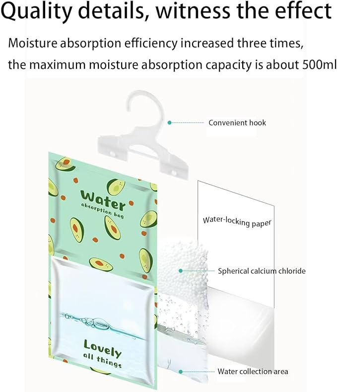 8 Pieces Dehumidifier Hanging Bags for Kitchen, Bathroom, Closet, Wardrobe Dehumidifier Bags (4 Colors) - Image 5