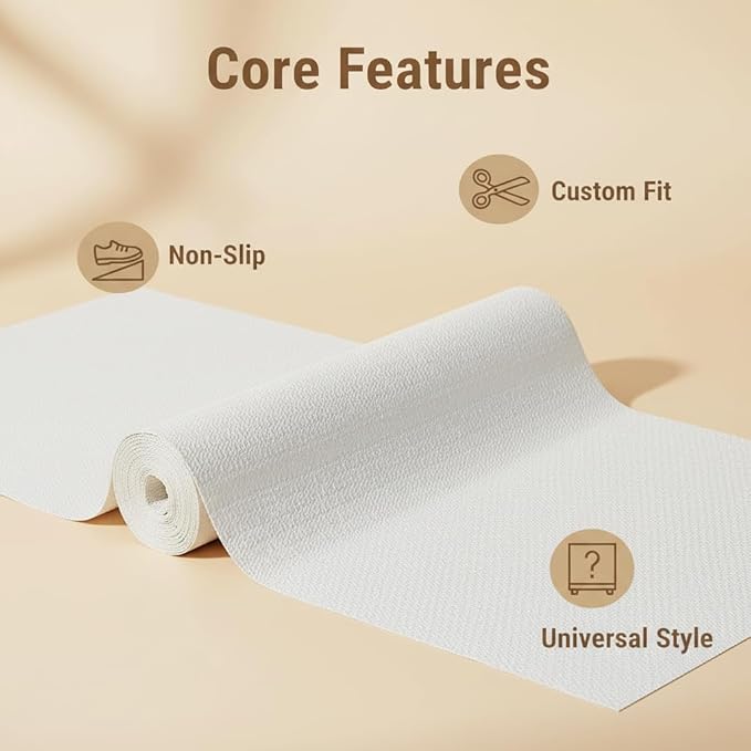 COAVAS Extra Grip Thickened Shelf and Drawer Liner - Non-Adhesive Non-Slip Waterproof Mats for Kitchen Cabinets, Drawers, Shelves, Dresser & Cupboard, Easy Cut DIY (White, 12IN x 10FT) - Image 2