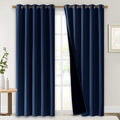 NICETOWN 100% Blackout Cold Blocking Curtain, Thermal Insulated & Energy Efficiency Window Draperies for Guest Room, Full Shading Panels for Shift Worker & Light Sleepers, Navy Blue, 70W x 84L, 2 PCs by NICETOWN