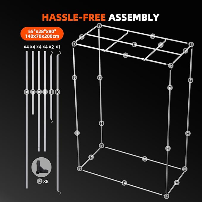 Spider Farmer 4.6x2.3 Grow Tent 2025 New, 55"x28"x80", with Hook for Controller and Power Strip, Enlarged View Window, 1680D Thicken Mylar Canvas for Indoor Hydroponic Growing SF2000, SE4500, G4500 - Image 9
