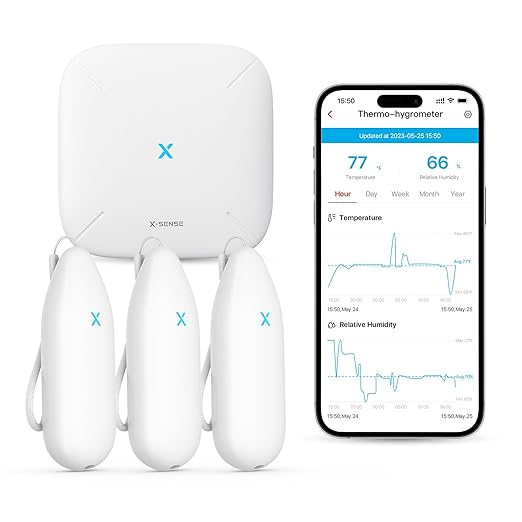 X-Sense Indoor WiFi Thermometer Hygrometer, Room Thermometer with App Control, Temperature Sensor for House, Room, Wine Cellar, Basements, Data Storage Export at No Charge, 3 Sensors & 1 Base Station by X-Sense