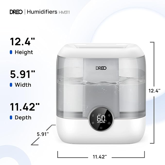 DREO 6L Top Fill Humidifiers for Bedroom, 60H Runtime 28 dB Quiet Supersized Cool Mist Air Humidifiers for Large Room, Baby Nursery, Plant, Indoor, Night Light, Easy to Clean, Precise Humidity Control - Image 8