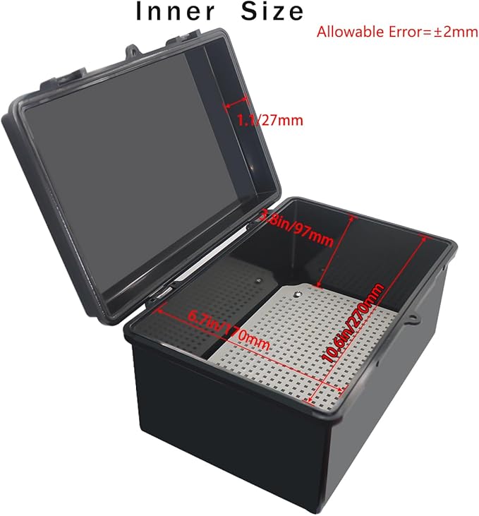 Junction Box, Hinged Black Cover IP67 Waterproof ABS Project Box with Mounting Plate Electrical Box Enclosure with Wall Bracket 11.4 x 7.5 x 5.5inch(290x190x140mm) - Image 3