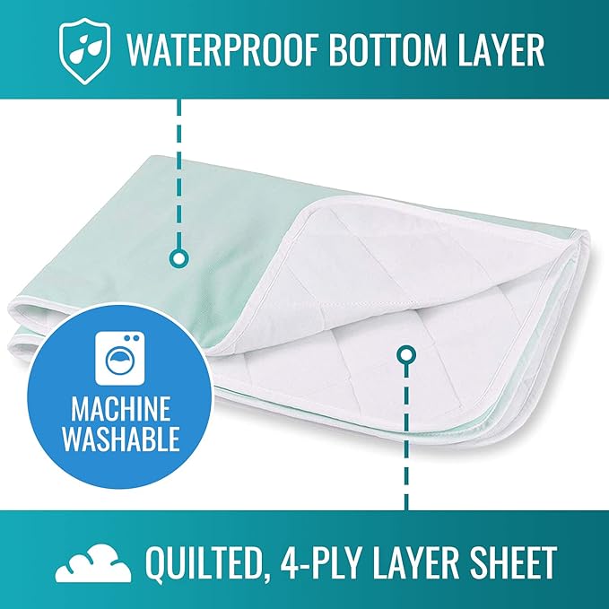 DMI Waterproof Sheet to be Used as a Bed Pad, Bed Liner, Mattress Protector, Pee Pad, Furniture Cover or Seat Protector with Quilted Slide Sheet and 4 Layers of Protection, Without Straps, 36 x 40 - Image 2